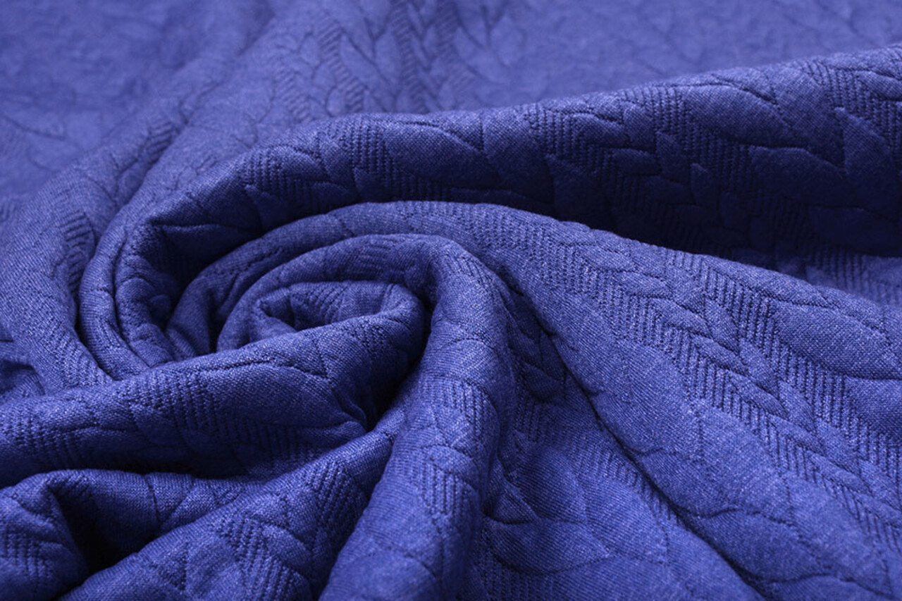 Knitted Cable Fabric Tricot Cobalt Blue Melange Knitted Cable Fabric Tricot Cobalt Blue Melange