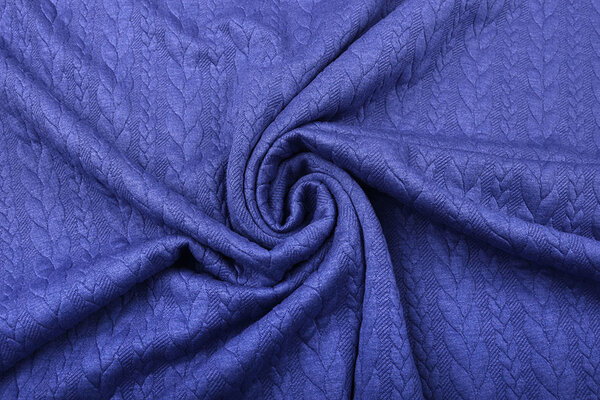 Knitted Cable Fabric Tricot Cobalt Blue Melange Knitted Cable Fabric Tricot Cobalt Blue Melange