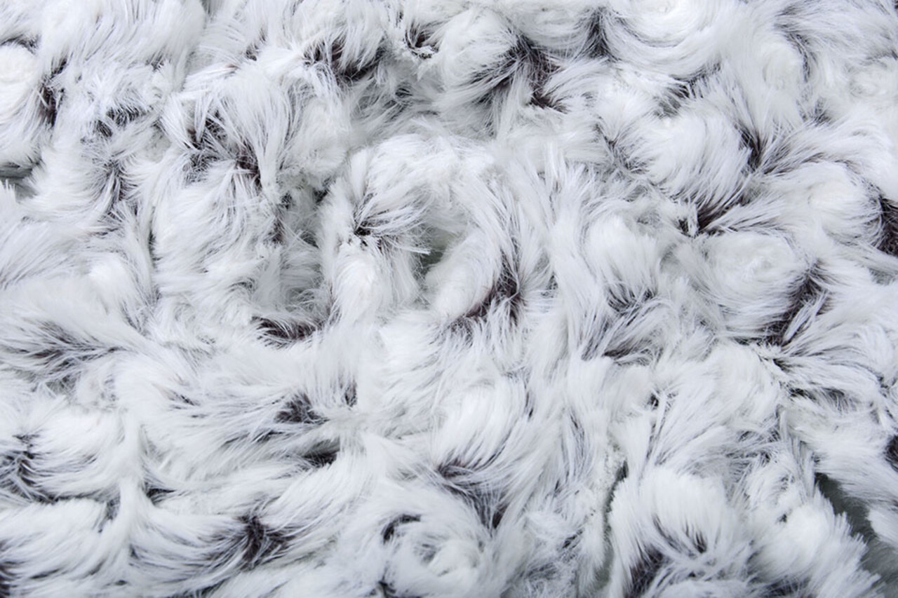 Kurz Zottelplüsch Roses-2-Tone Aubergine Weiß