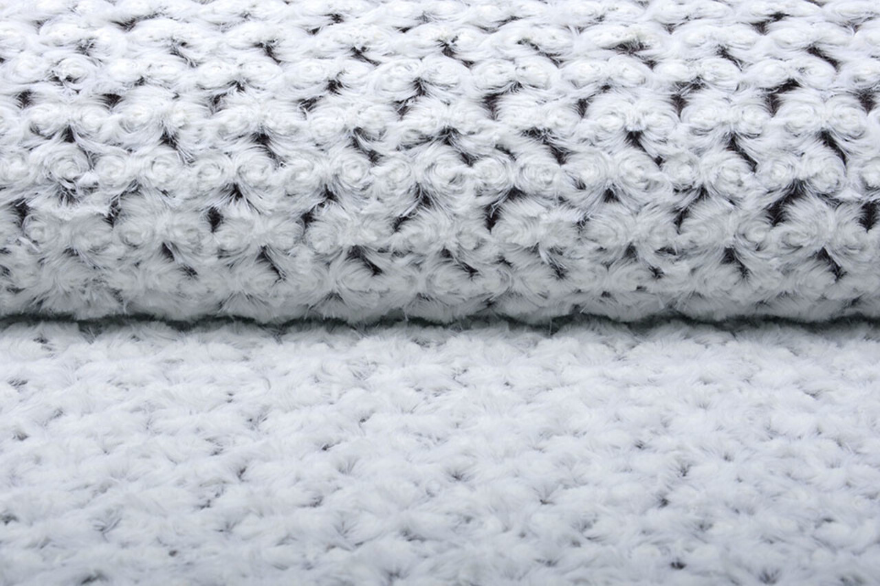 Kurz Zottelplüsch Roses-2-Tone Aubergine Weiß