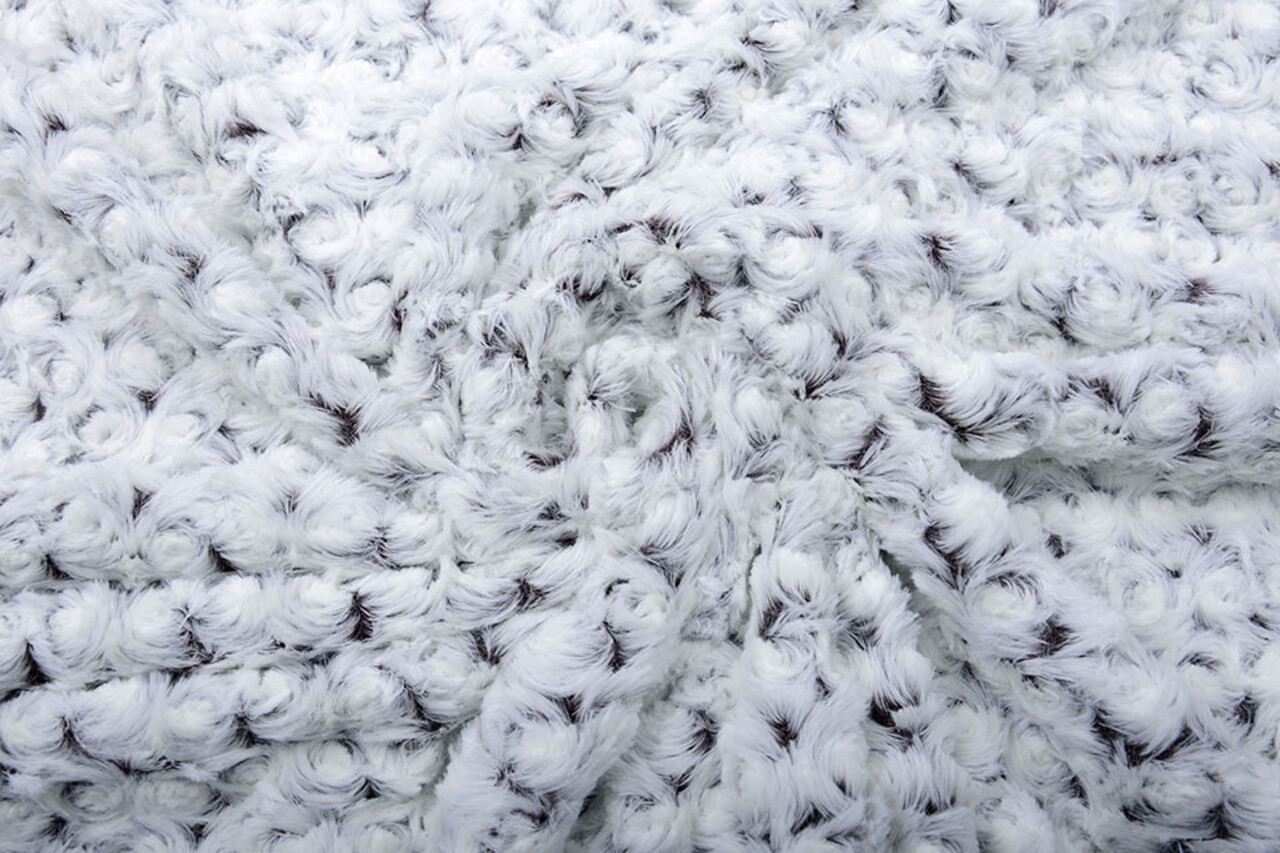 Kurz Zottelplüsch Roses-2-Tone Aubergine Weiß