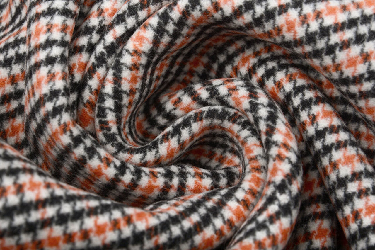 Woven Woolen Fabric Fine Checkered Orange Woven Woolen Fabric Fine Checkered Orange