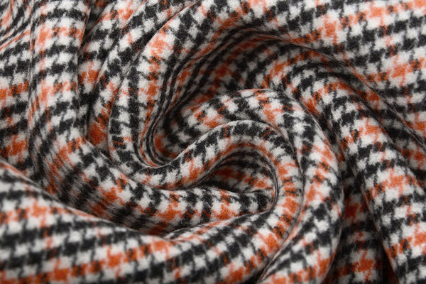 Woven Woolen Fabric Fine Checkered Orange Woven Woolen Fabric Fine Checkered Orange