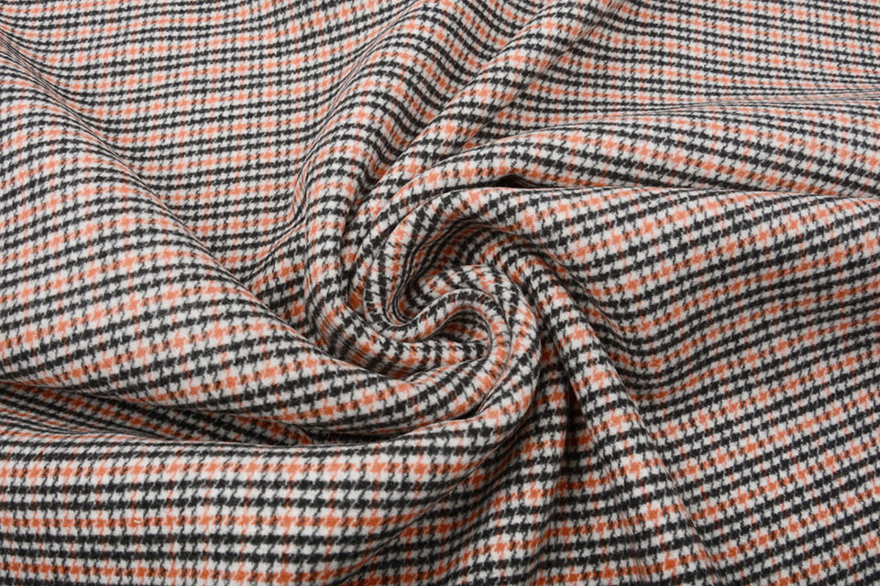Woven Woolen Fabric Fine Checkered Orange Woven Woolen Fabric Fine Checkered Orange
