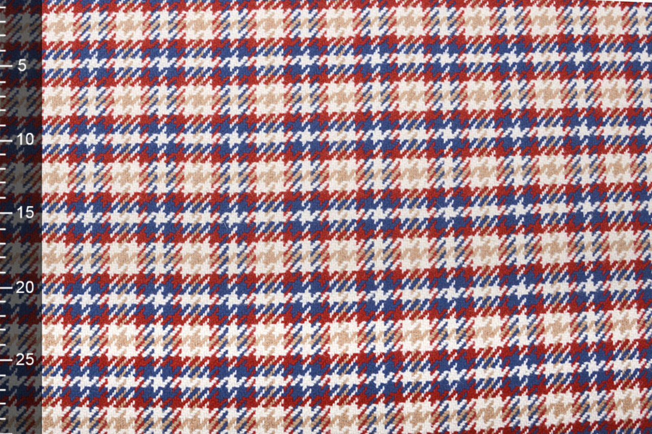 Woven Woolen Fabric Checkered Red Blue