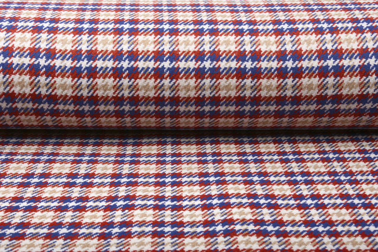 Gewebte WollStoff Kariert Rot Blau Gewebte WollStoff Kariert Rot Blau