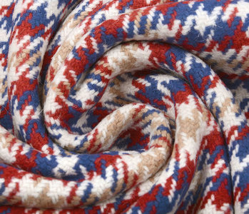 Woven Woolen Fabric Checkered Red Blue