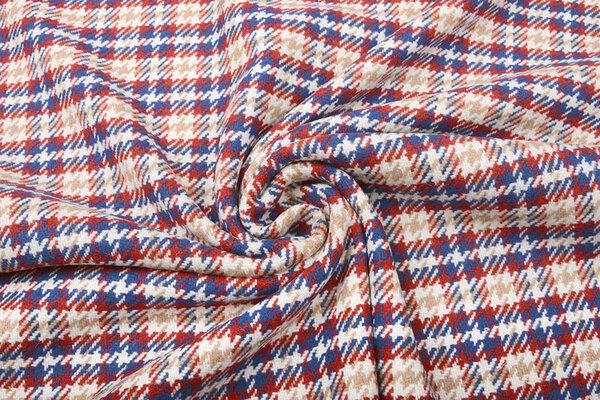 Woven Woolen Fabric Checkered Red Blue Woven Woolen Fabric Checkered Red Blue