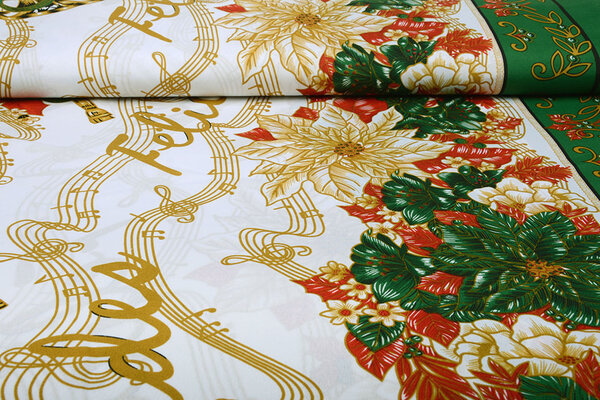 Tissu de Noël Musique Vert Tissu de Noël Musique Vert