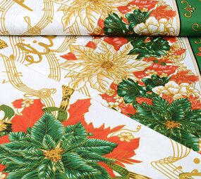 Christmas Fabric Music Green