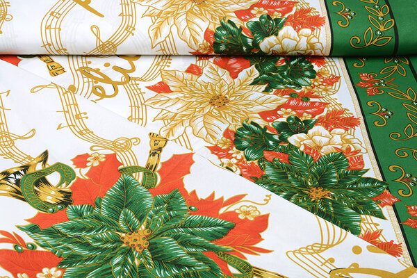 Tissu de Noël Musique Vert Tissu de Noël Musique Vert