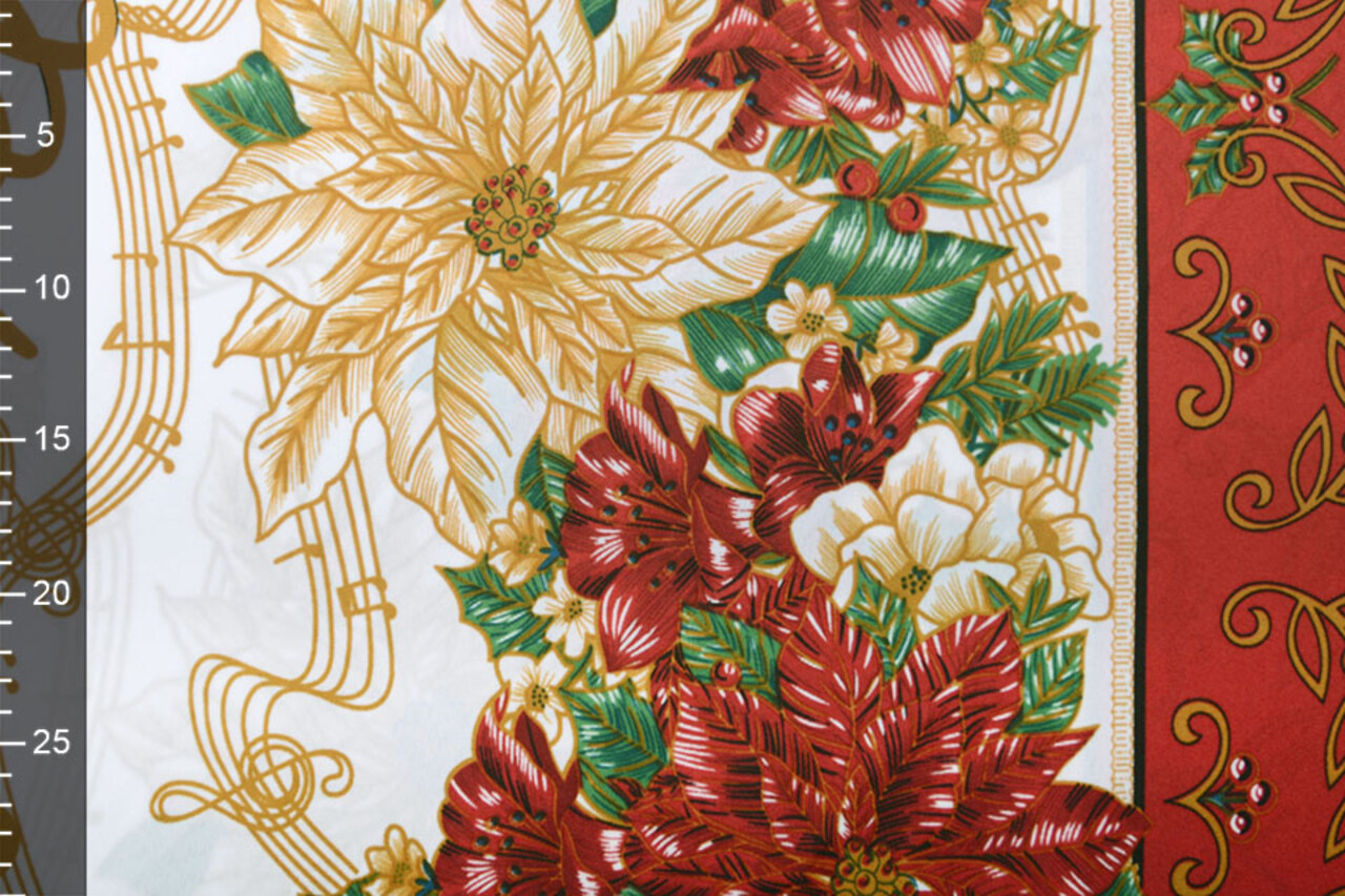 Christmas Fabric Music Red