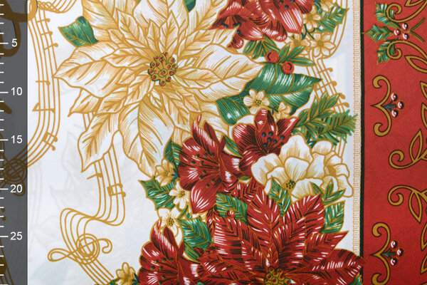 Christmas Fabric Music Red