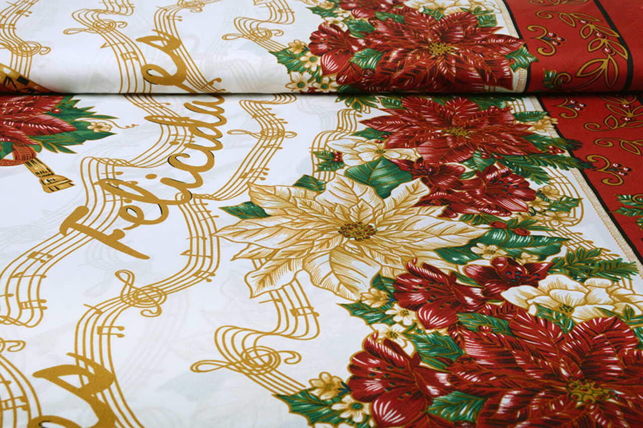 Christmas Fabric Music Red