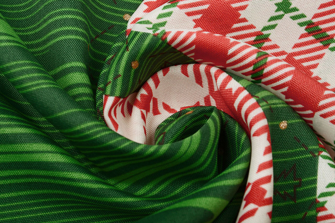 Kerststof  Geruit Groen