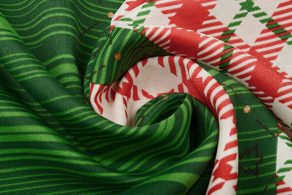 Kerststof  Geruit Groen