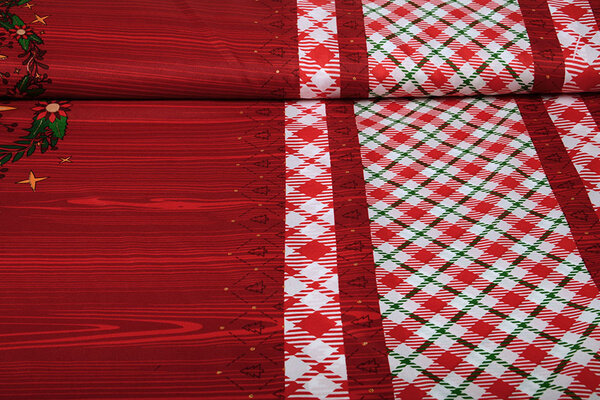 Kerststof  Geruit Rood