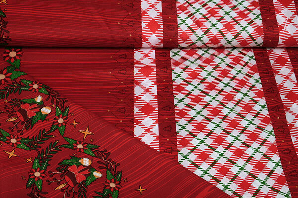 Kerststof  Geruit Rood