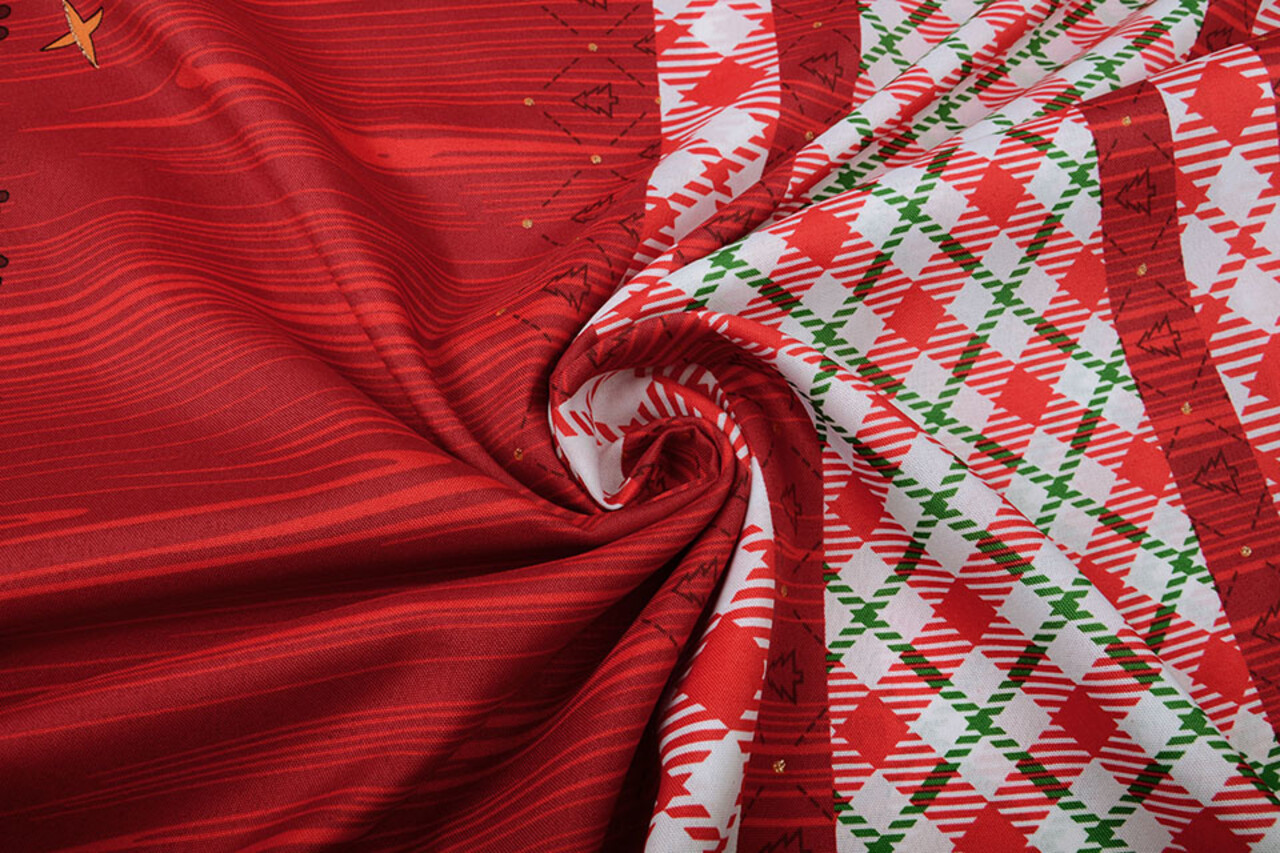 Kerststof  Geruit Rood