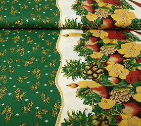 Christmas Fabric Winter Scene Green Christmas Fabric Winter Scene Green