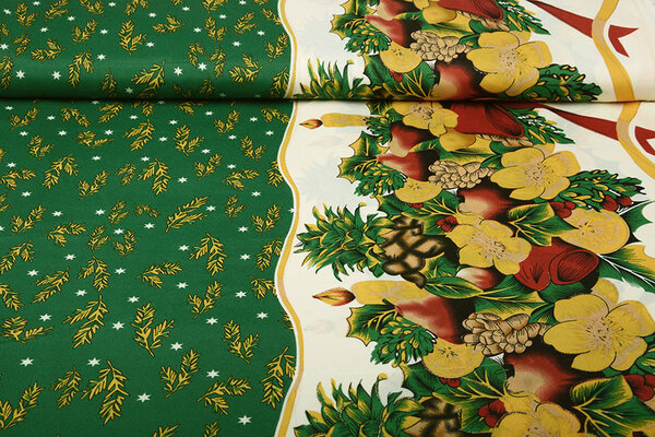 Kerststof Winter Tafereel Groen Kerststof Winter Tafereel Groen