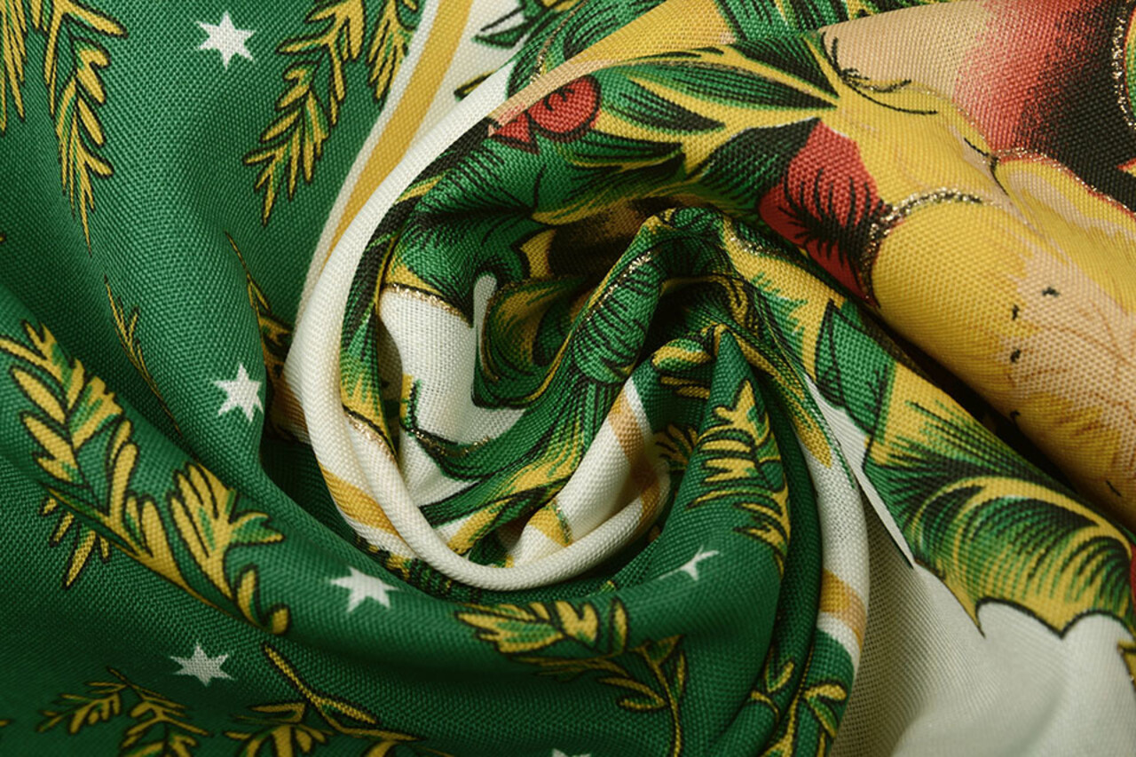 Kerststof Winter Tafereel Groen Kerststof Winter Tafereel Groen