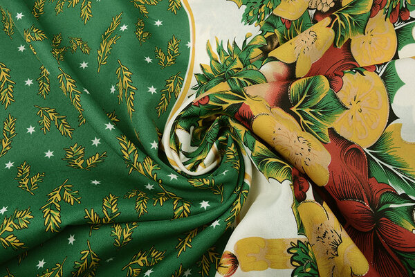 Kerststof Winter Tafereel Groen Kerststof Winter Tafereel Groen