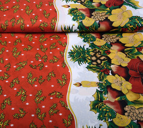 Weihnachtsstoff Winterszene Rot