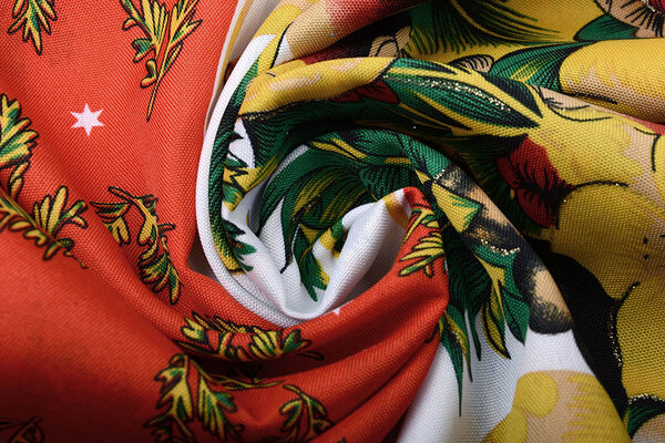 Weihnachtsstoff Winterszene Rot