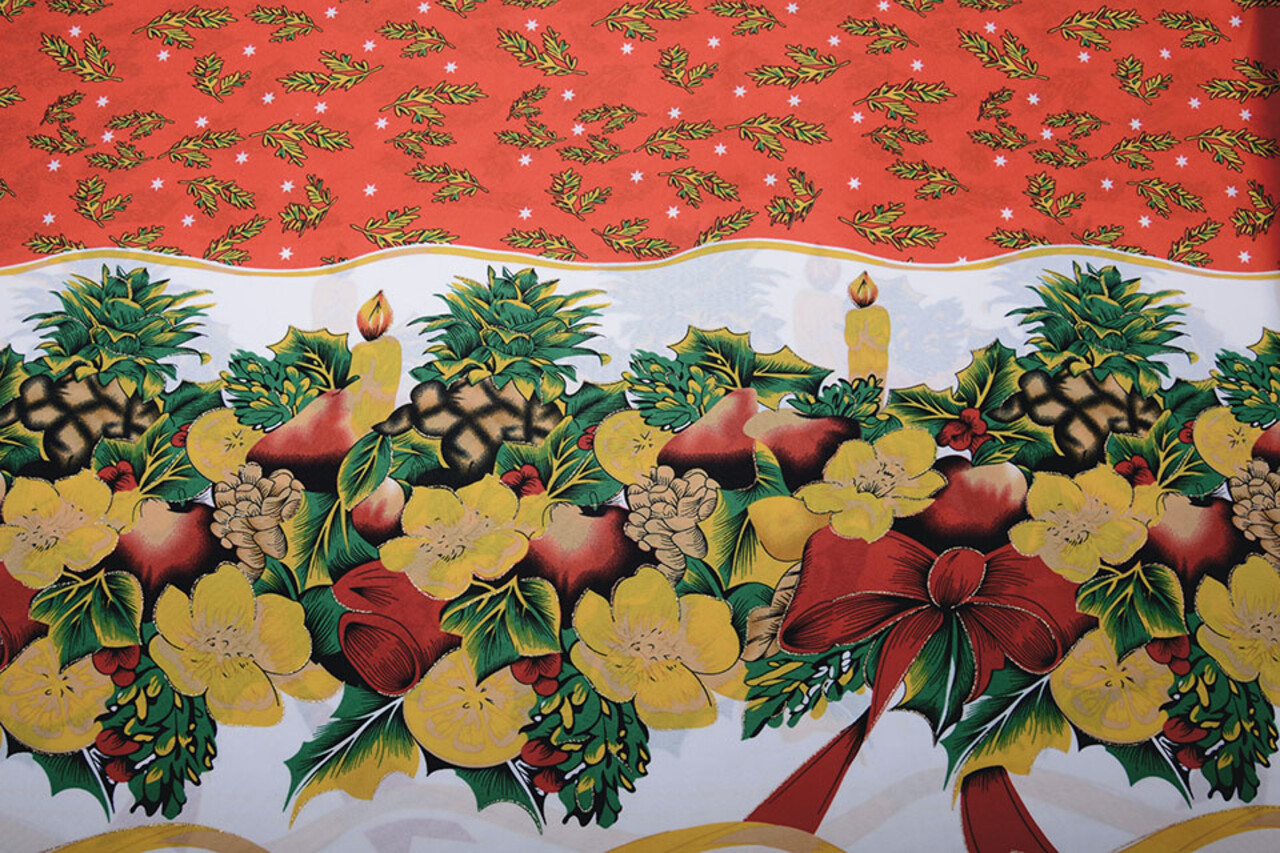 Weihnachtsstoff Winterszene Rot