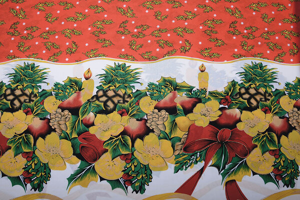 Weihnachtsstoff Winterszene Rot