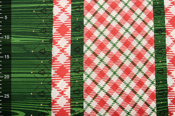 Kerststof  Geruit Groen