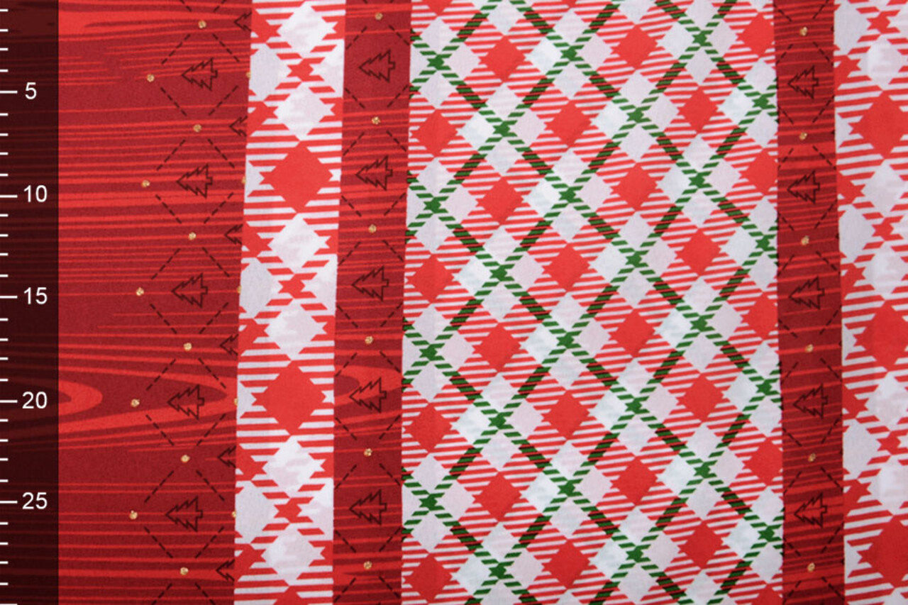 Kerststof  Geruit Rood