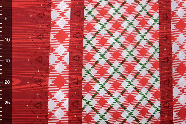 Kerststof  Geruit Rood