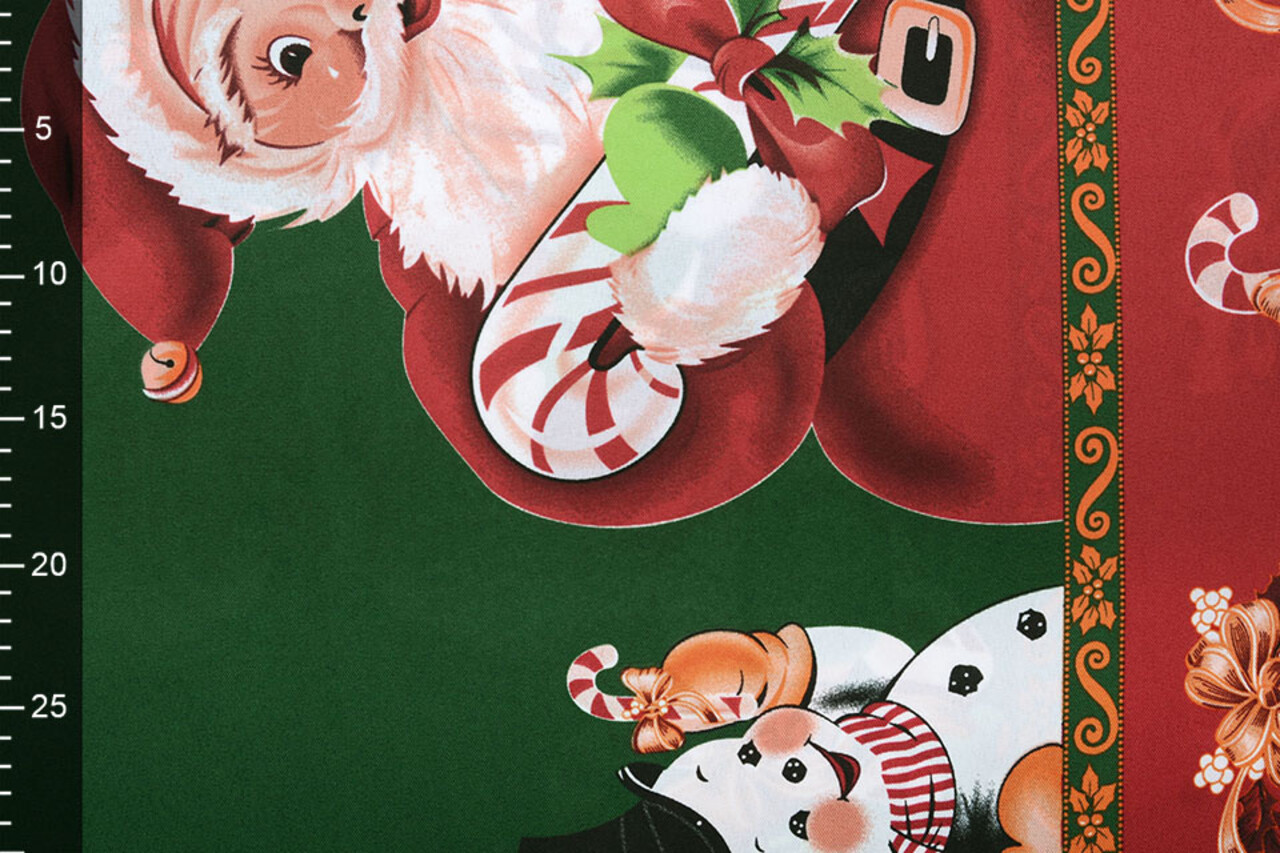 Weihnachtsstoff Weihnachtsmann Zuckerstange Grün