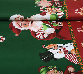 Weihnachtsstoff Weihnachtsmann Zuckerstange Grün