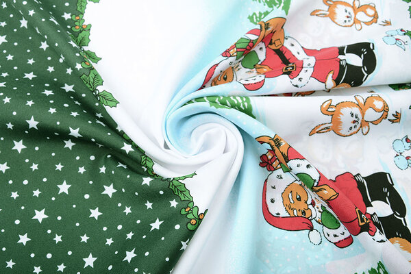 Kerststof  Kerstman Dieren Groen Kerststof  Kerstman Dieren Groen