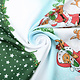 Christmas Fabric Santa Animals Green