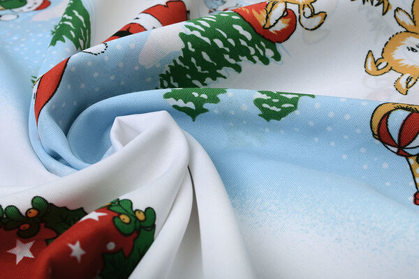Tissu de Noël Père Noël Animaux Rouge Tissu de Noël Père Noël Animaux Rouge