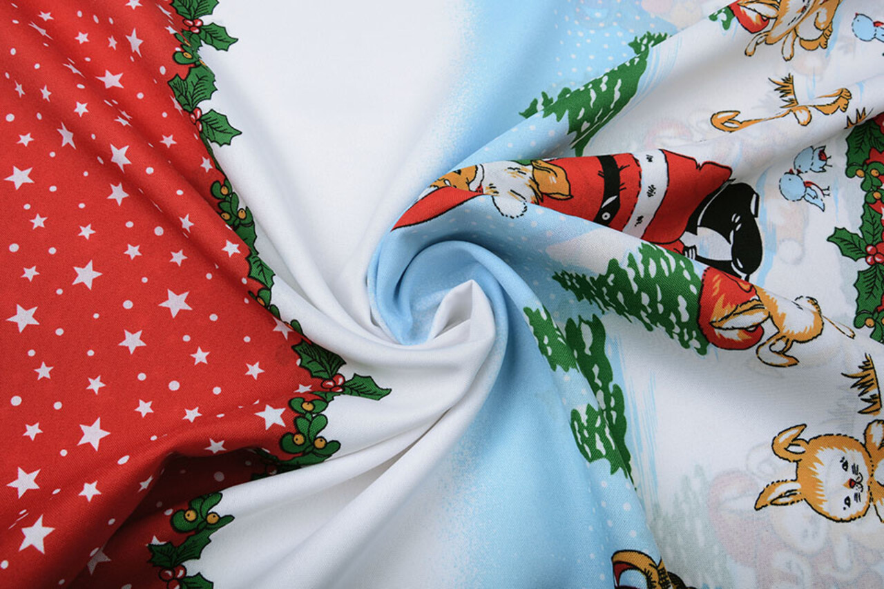 Kerststof  Kerstman Dieren Rood Kerststof  Kerstman Dieren Rood