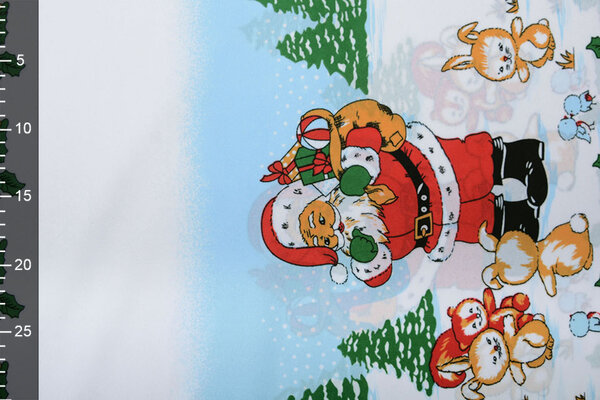 Christmas Fabric Santa Animals Red Christmas Fabric Santa Animals Red
