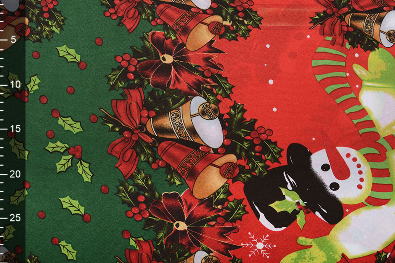 Weihnachtsstoff Weihnachtsglocken Grün