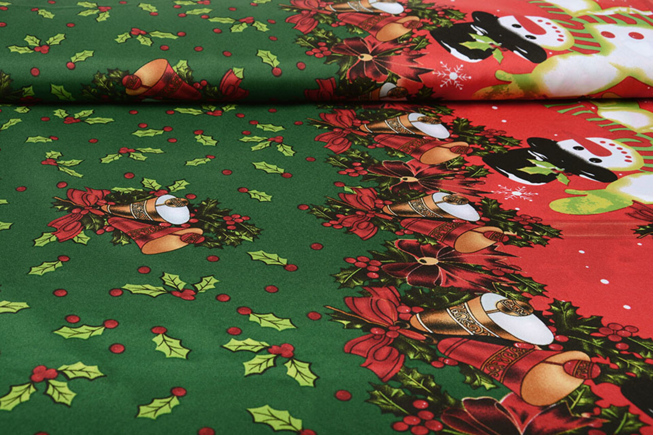 Kerststof  Kerstklokken Groen