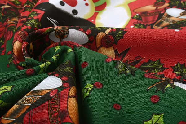 Tissu de Noël Clochettes de Noël Vert