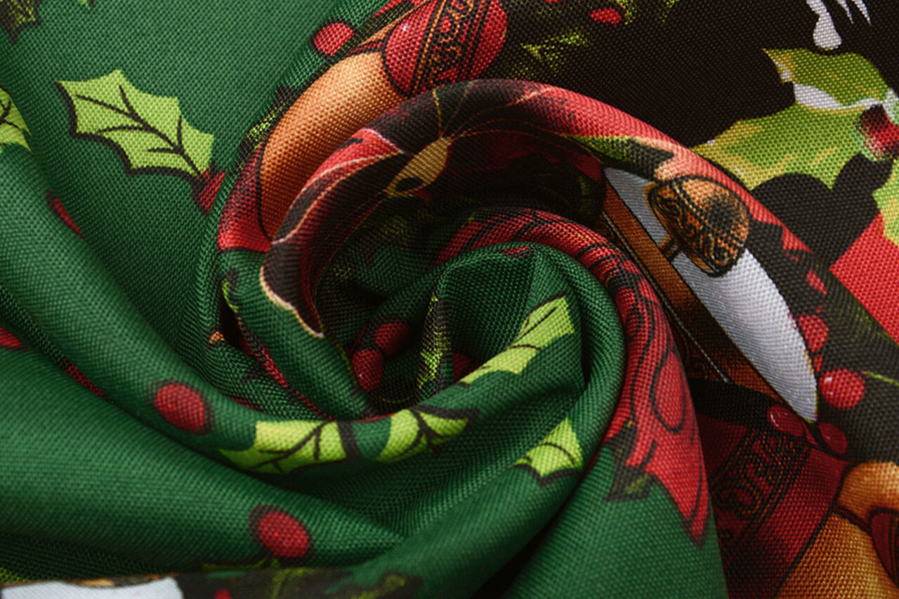 Tissu de Noël Clochettes de Noël Vert