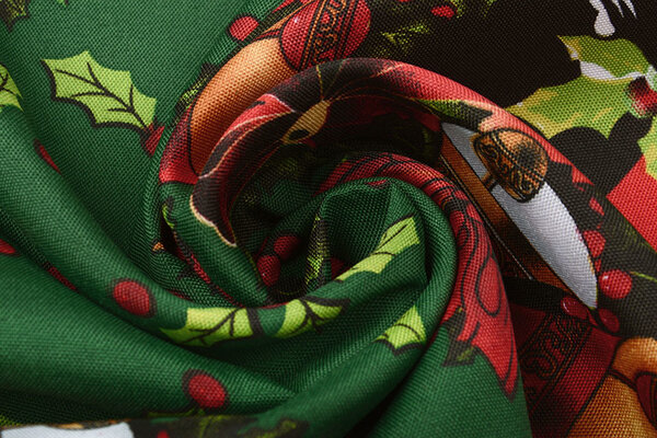 Kerststof  Kerstklokken Groen