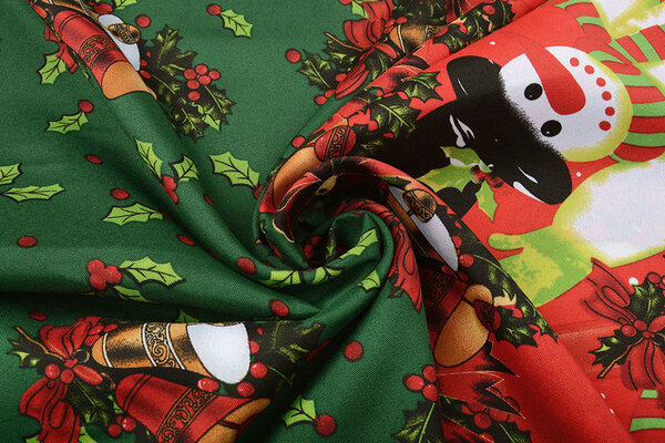 Kerststof  Kerstklokken Groen