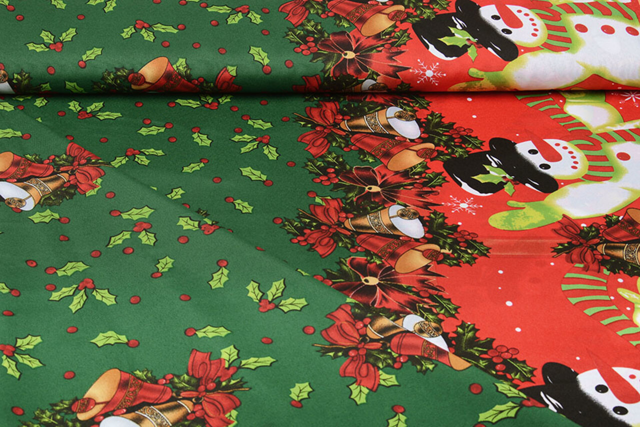Tissu de Noël Clochettes de Noël Vert