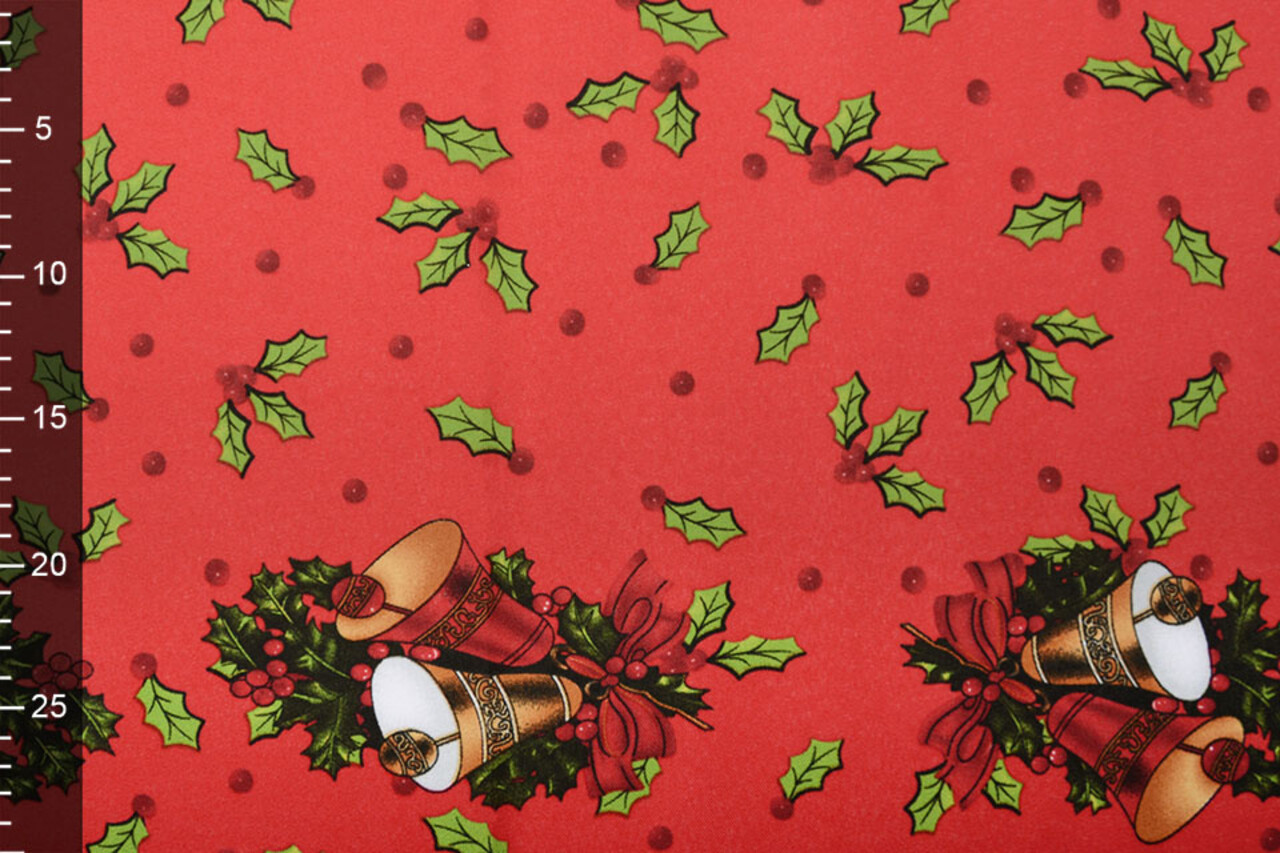 Tissu de Noël Clochettes de Noël Rouge Tissu de Noël Clochettes de Noël Rouge