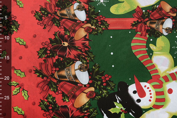 Tissu de Noël Clochettes de Noël Rouge Tissu de Noël Clochettes de Noël Rouge
